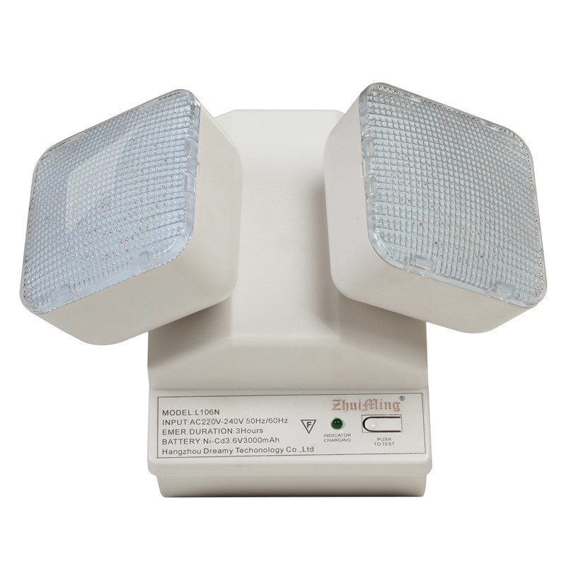 چراغ اضطراری 6 وات دو نقطه LED 6500K 3.6V 3.0Ah باتری Ni-Cd بدنه PC IP20