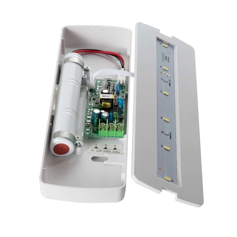 چراغ اضطراری LED قابل شارژ با باتری پشتیبان پلاستیکی دائمی، قابل نصب روی دیوار، با پشتیبان 3 ساعته، Ni-Cd، IP20